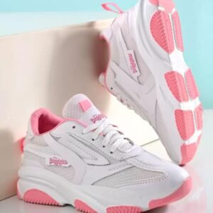 Roadster The Lifestyle Co. Women White & Pink Woven Design Comfort Insole Mesh Sneakers