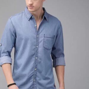 Roadster The Lifestyle Co Men Blue Regular Fit Solid Sustainable Casual Shirt