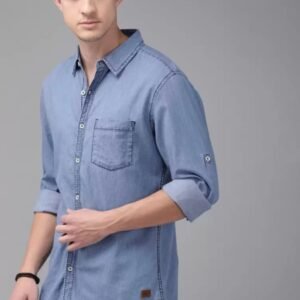 Roadster The Lifestyle Co Men Blue Regular Fit Solid Sustainable Casual Shirt