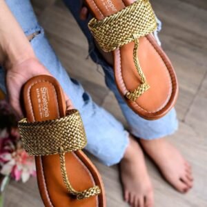 SHOETOPIA Braided Toe-Ring Flat Sandals