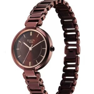 Titan Women Brown Brass Dial & Brown Stainless Steel Bracelet Style Straps Analogue Watch 2608QM02