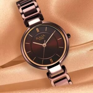 Titan Women Brown Brass Dial & Brown Stainless Steel Bracelet Style Straps Analogue Watch 2608QM02