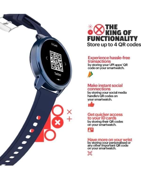 alt Vibe BT Calling with 1.38 inch HD Display, my QR Code, AI Voice Assistant Smartwatch  (Berry Blue Strap, Regular) - Image 4