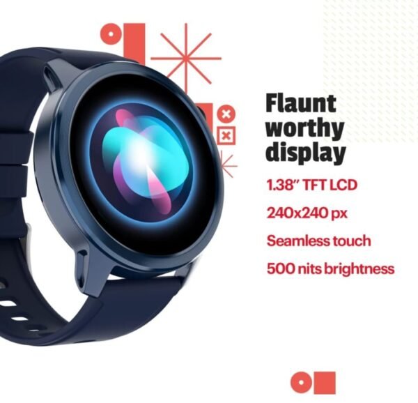 alt Vibe BT Calling with 1.38 inch HD Display, my QR Code, AI Voice Assistant Smartwatch  (Berry Blue Strap, Regular) - Image 3
